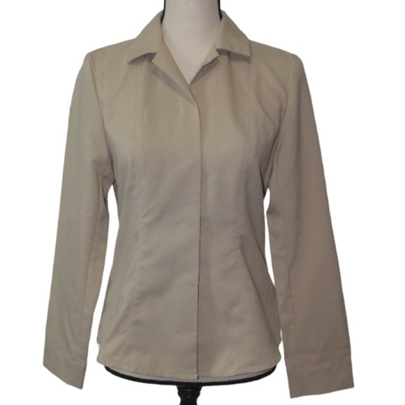 New York & Company Jackets & Blazers - New York & Company City Stretch Tan Snap Up Jacket Size Small